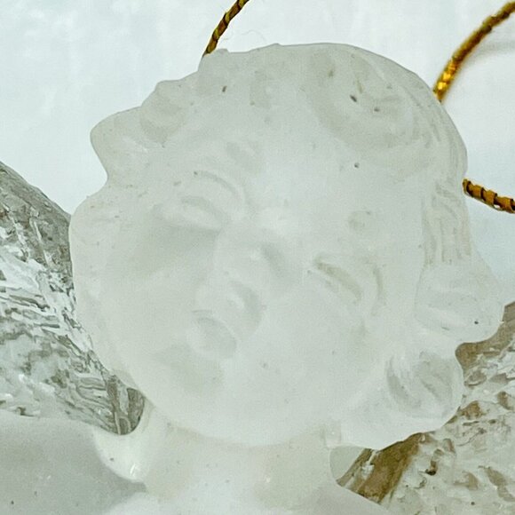 Vintage Christmas Tree Ornament Flying Angel Cherub Hand Painted Gold Wings 2.5" - Picture 8 of 11